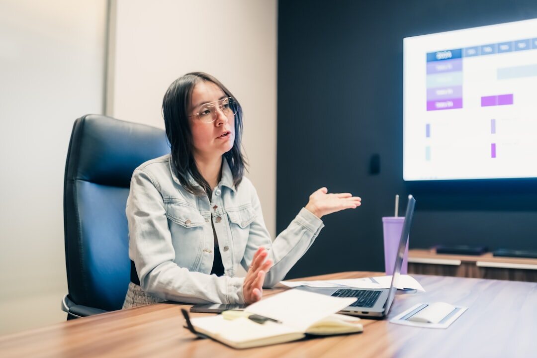 woman speaking confidently at meeting