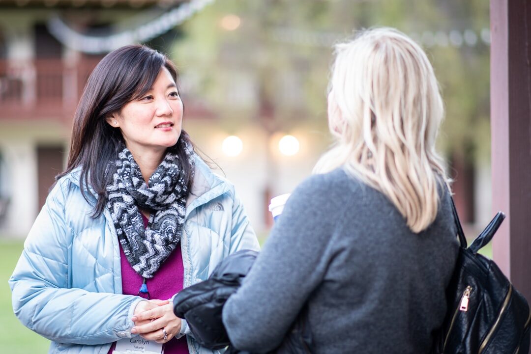 two people in deep conversation